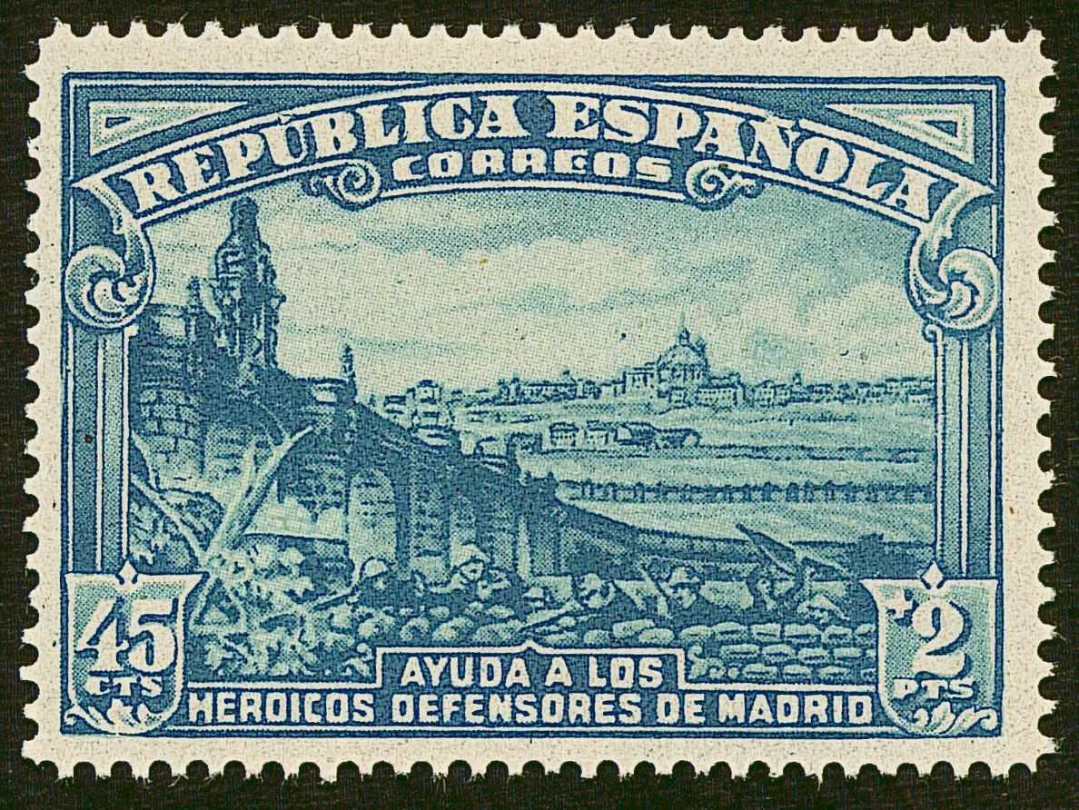 SERIE 757-  760 AÑO 1938- DEFENSA DE MADRID- 45 CENT.+ 2 PTAS AZUL